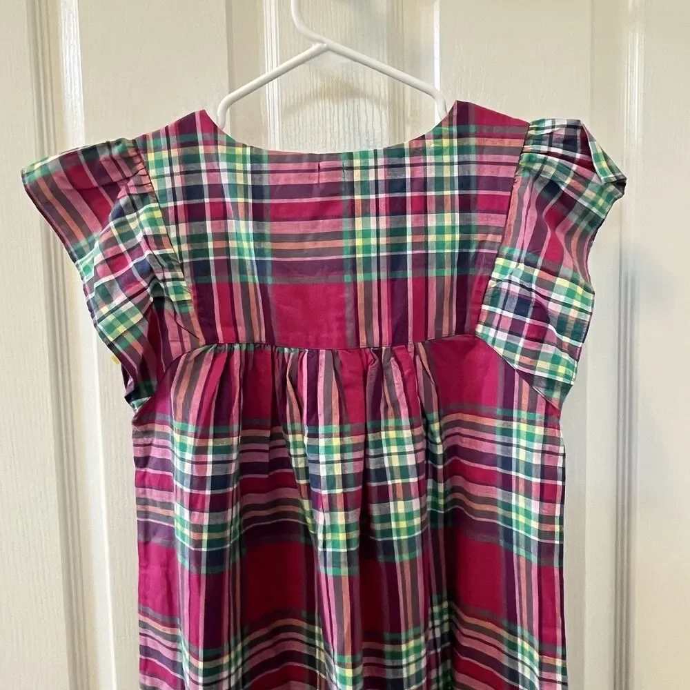 Tea Collection Lucknow Plaid Tunic Dress with Tassels Cotton Girls Size 12